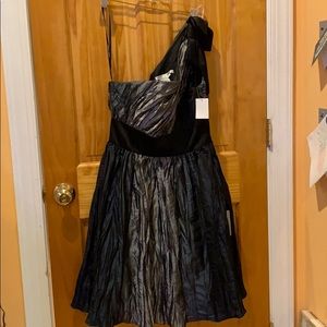 Maggy London one shoulder crinkle dress